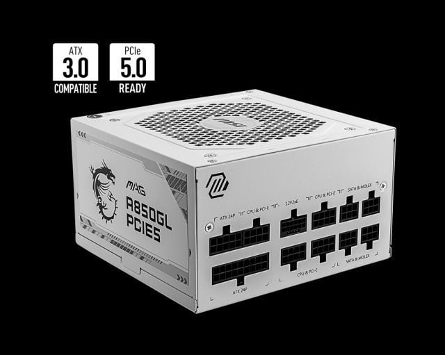 MSI PSU MAG A850GL PCIE5 WHITE 850W 80+ GOLD POWER SUPPLY-BEYAZ