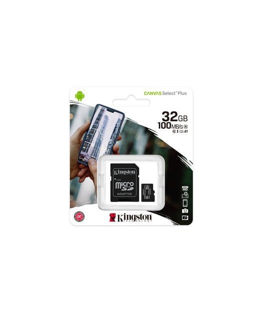 Kingston 32GB microSDHC Canvas Select Plus 100R A1 C10 Card + Adapter