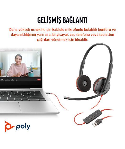 Poly BW 3220 Stereo USB-C HS +USB-C/A