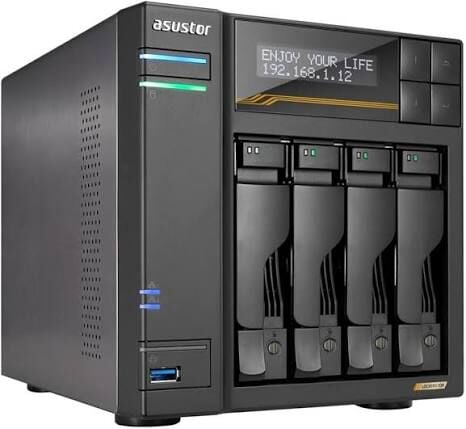 ASUSTOR AS6804T AMD RYZEN V3C14 4 YUVALI 16 GB DDR5 ECC 64GB RAM DESTEĞİ M2 x4 5GBE x2 10GBE x2 USB 4 x2 USB 3 x3 PCIe x1