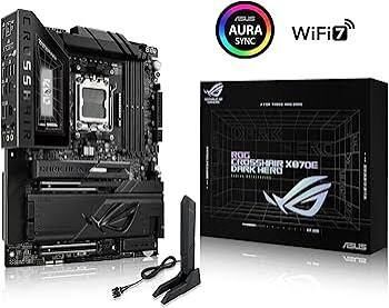 ASUS ROG CROSSHAIR X870E DARK HERO AMD X870E AM5 DDR5 9600 HDMI 2XUSB4 5X M2 USB3.2 WİFİ 7 + BT AURA RGB 10GBİT + 5GBİT LAN ATX 20+2+2 GÜÇ AŞAMALARI ÇİFT USB4 5XM.2 SLOT Wİ-Fİ 7 AI OVERCLOCKİNG