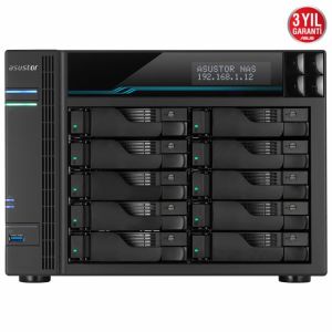 ASUSTOR AS6510T INTEL C3538 10 YUVALI (10X22TB DESTEĞİ) 8GB DDR4(64GB RAM DESTEĞİ) M.2 X2 10GBE X2 2.5 GBE X2 USB 3.2 X2