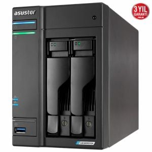 ASUSTOR AS6602T INTEL J4125 2 YUVALI (2X22TB DESTEĞİ) 4GB DDR4(8GB RAM DESTEĞİ) M.2 X2 2.5GBE X2 USB 3.2 X3