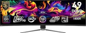 MSI 49'' MPG 491CQPX QD-OLED 5120x1440 (DQHD) CURVE 1800R QD-OLED 240HZ 0.03MS G-SYNC COMPATIBLE GAMING MONITOR