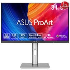 ASUS ProArt PA32QCV 31.5 IPS 6K 6016x3384 5ms 60Hz 350cd DP HDMI USB Thunderbolt 4 x2 Hoparlör VESA 3YIL 98% DCI-P3, Calman Verified, PD 96W, HDR 600 Auto KVM,PİVOT MONİTÖR