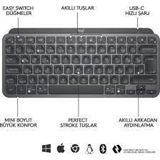 LOGITECH 920-010504 MX KEYS MINI KLAVYE TÜRKÇE TUŞ DİZİMİ