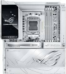 ASUS ROG CROSSHAIR X870E GLACIAL AMD X870E AM5 DDR5 9200 2xUSB4 7x M2 USB3.2 WiFi 7 + BT AURA RGB 2 x 10Gbit LAN EATX 24+2+2 Güç Aşamaları, USB 20Gbps PD/QC4+ ile 60W a kadar USB Çıkışı, ROG Hyper M.2 Kart, ROG Q-DIMM.2