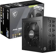 MSI PSU MAG A850GLS PCIE5 850W 80+ GOLD ATX 3.1 PCIE 5.1 2X 12V-2X6 POWER SUPPLY