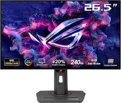 ASUS XG27AQDMES 26.4 OLED 2560x1440 0.03ms 240Hz 450cd DP HDMI USB VESA 3YIL EYECARE PLUS FLICKER-FREE PARLAK EKRAN PIVOT