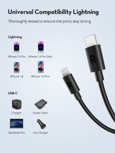 RP-CB1016 Type-C to Lightning Cable 1m TPE Black