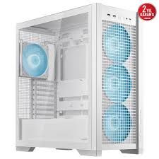 ASUS TUF GAMING GT302 TG ARGB MAKSİMUM SOĞUTMA SÖK TAK ÜST VE YAN PANELLER GİZLENMİŞ ANAKART BAĞLANTI DESTEĞİ 4 ADET 140 X 28 MM FAN E ATX 12x10.9 ATX Micro-ATX Mini-ITX - BEYAZ KASA